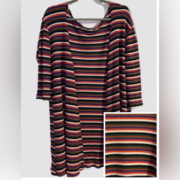 Nix & Nox Multi Colored Striped Knit Cardigan Sweater 3/4 Sleeves Size Large - Picture 1 of 7